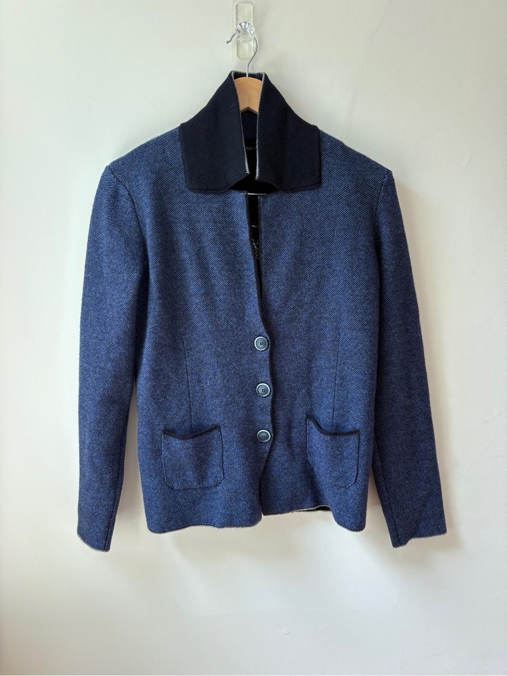 NWT Made in Italy Wool blend Navy Cardigan - Picture 5 of 10